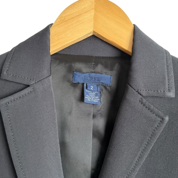 J. Crew Women’s School Boy Wool Blazer Size 2 Black Shoulder Pad Single Breasted - Picture 5 of 9